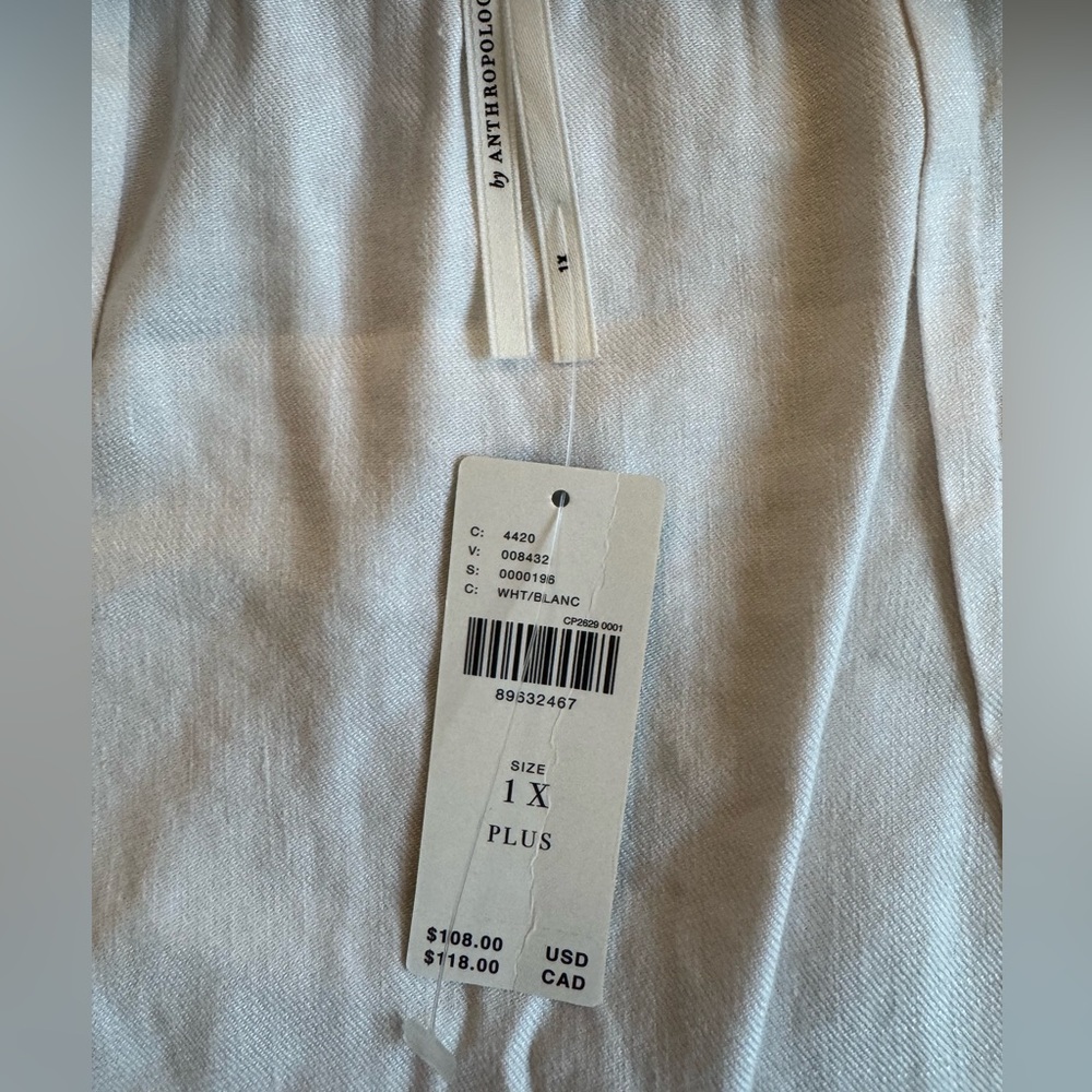 Anthropologie Linen Cutout Button-Front Tank - Picture 7 of 10